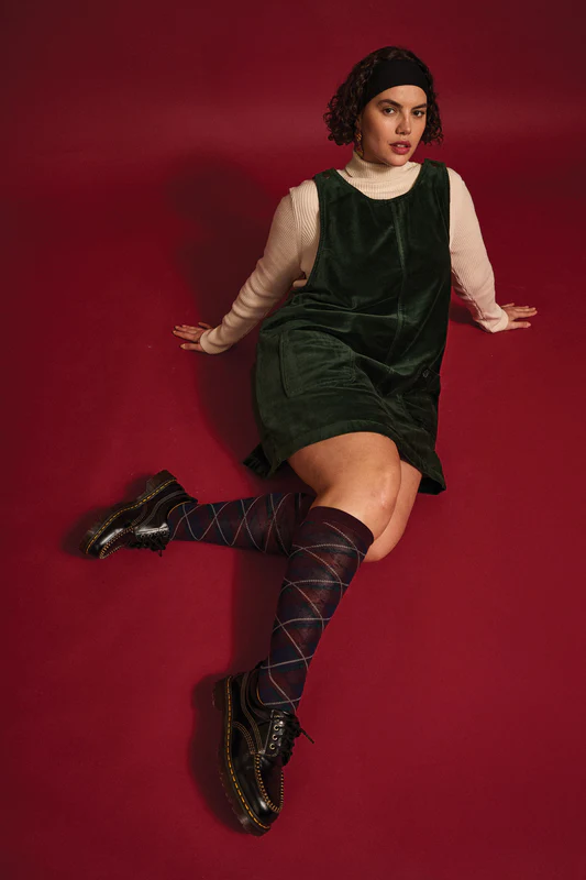 Layla - Mini Cotton Velvet Dress in Jade