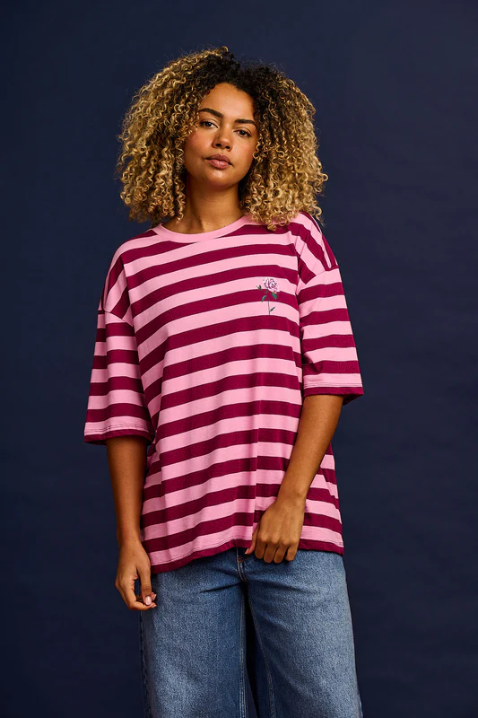 L.E. Benny - Oversized Cotton Tee in Stripe by Emily Furr & Yak